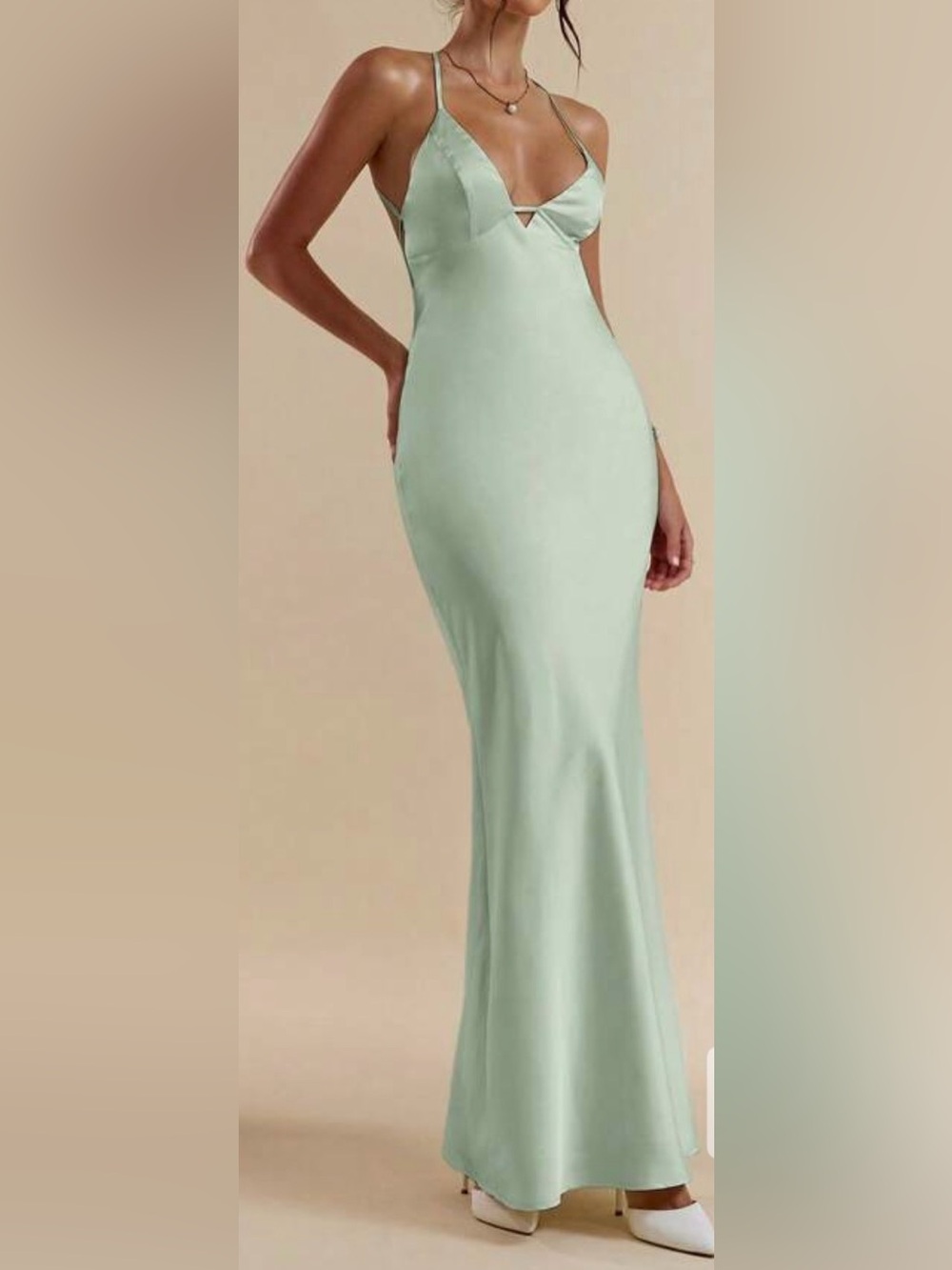 SHEIN Mint Green Spaghetti-Strap Pencil Dress